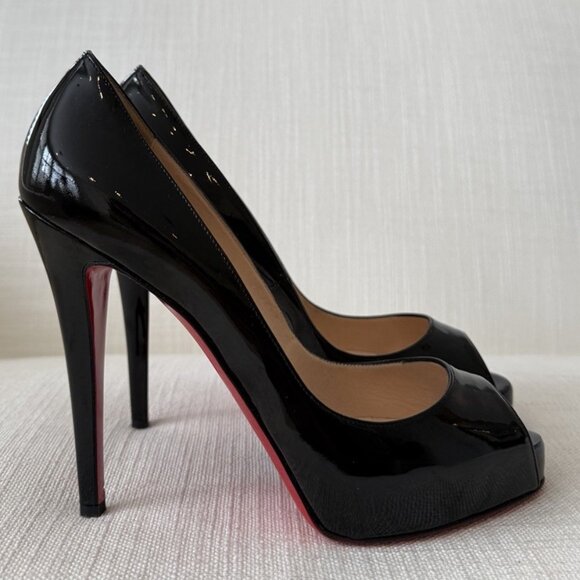 Christian Louboutin Very Prive 120 Black Patent Leather Heels - Picture 5 of 16